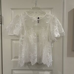 NWOT Anthropologie White Embroidered Lace Blouse